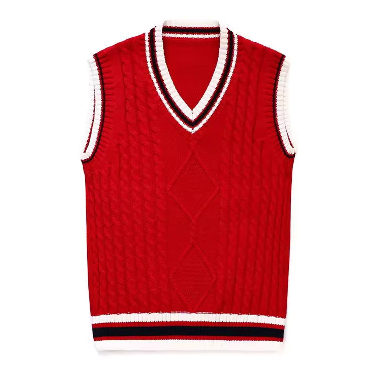 OEM-ODM-School-Uniform-Sweater-Unisex-Knitwear-Cable-Knit-Sleeveless-Cotton-Custom-Primary-Sweater-Vest-Design-for-Girls-Boys