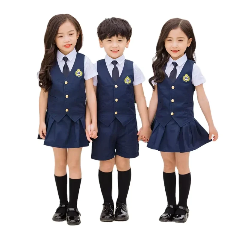 OEM-ODM-Summer-Primary-School-Uniform-Shirt-Kindergarten-Students-Skirt-and-Pants-100-Cotton