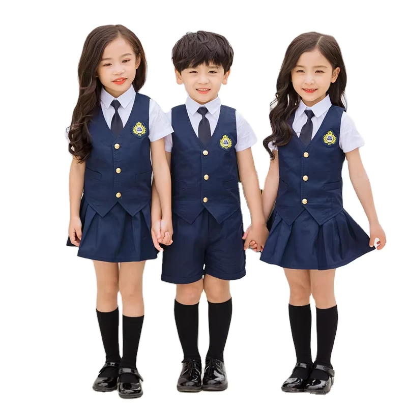 OEM-ODM-Summer-Primary-School-Uniform-Shirt-Kindergarten-Students-Skirt-and-Pants-100-Cotton