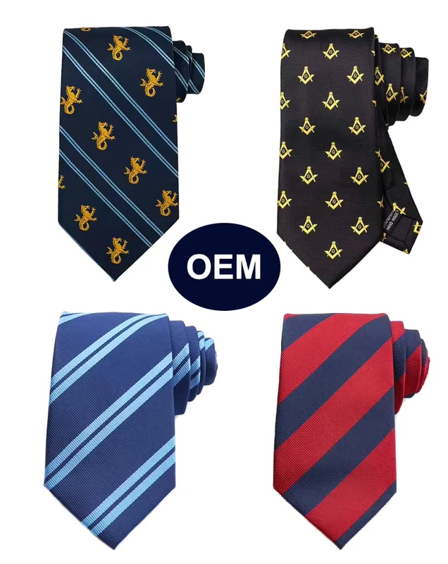 OEM-Polyester-Navy-Stripes-Logo-School-Uniform-Tie