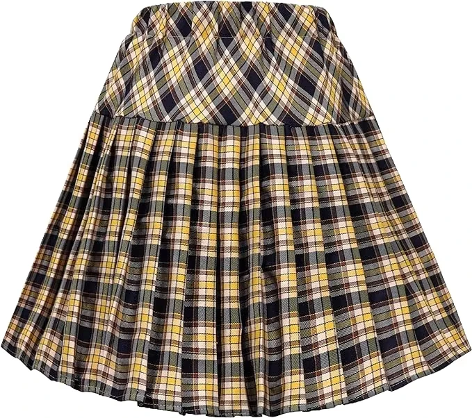 OEM-School-Girls-Pleated-Skirt-Uniform-Red-Plaid-School-Uniform-Skort-Checkered-Polyester-Skirt