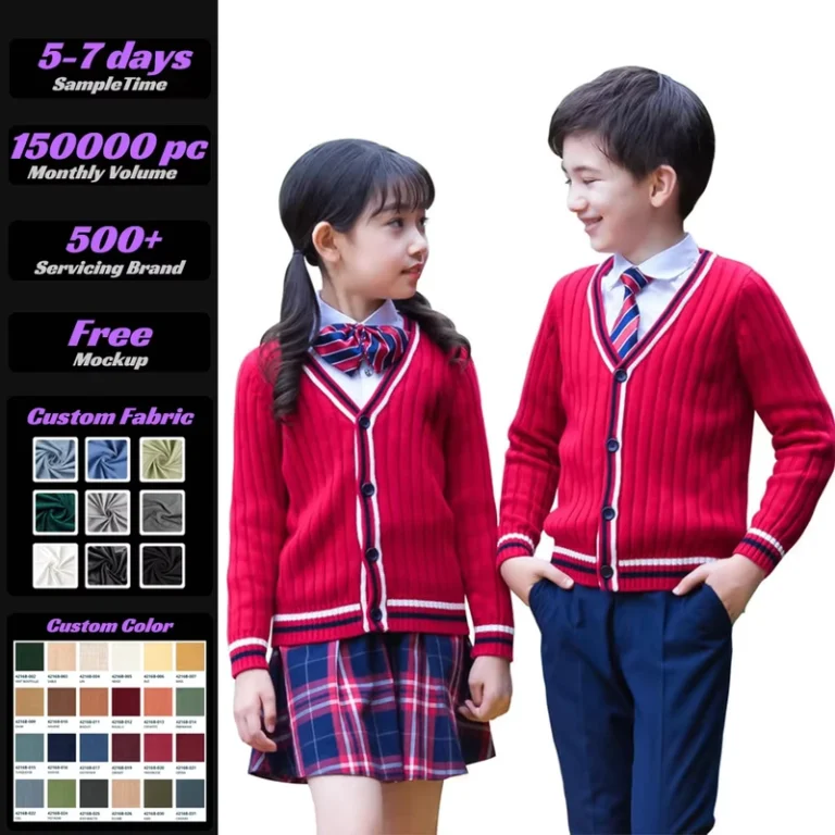 OEMODM-High-Quality-Childrens-Unisex-V-Neck-Long-Sleeve-Cardigan-Knit-School-Uniform-Customized-Designs