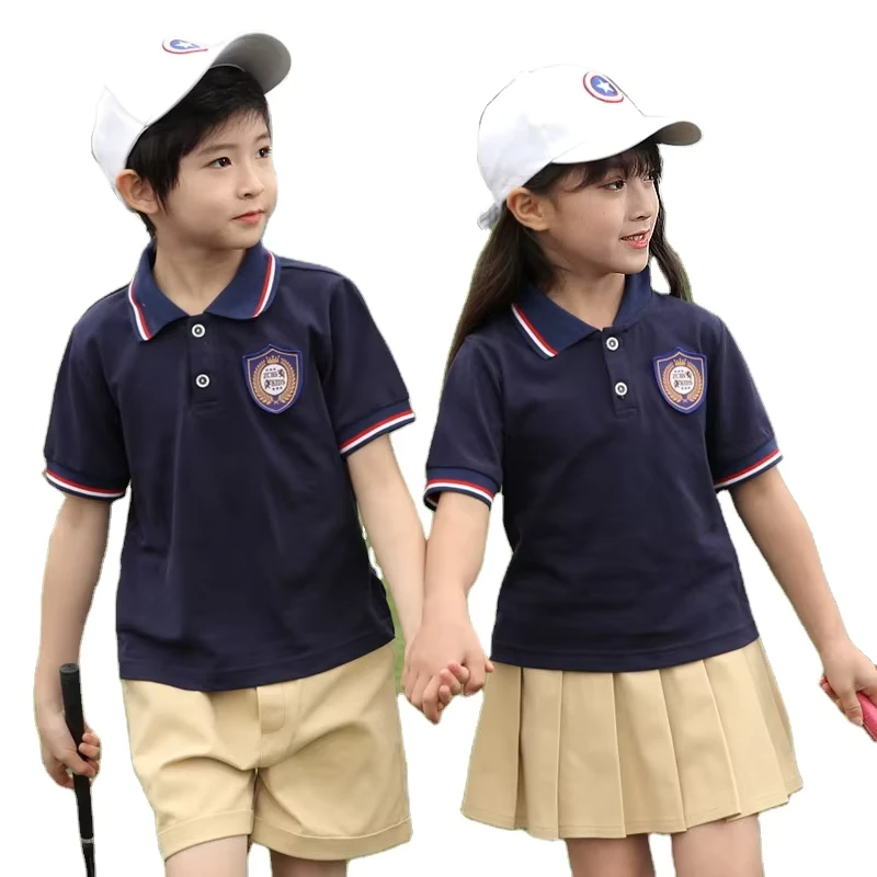 Oem-Kids-Primary-Middle-High-School-Uniform-Summer-School-Polo-Shirt-Suit-Sporty-Training-Suit-1