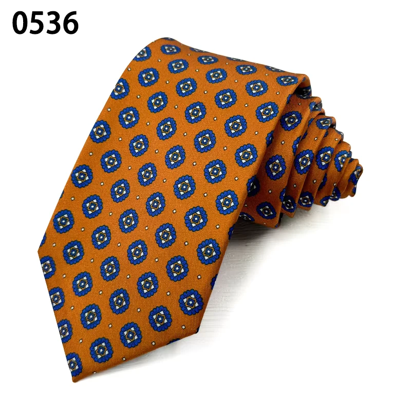 Orange-Blue-Green-Floral-Fashion-Professional-Mens-Polyester-Neckties-Printed-Custom-Designer-Ties