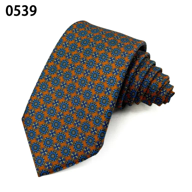 Orange-Yellow-Purple-Floral-Custom-Polyester-Ties-Printed-Necktie-Set