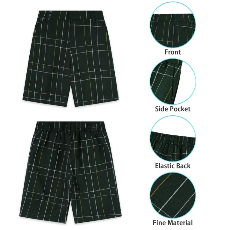 Original-Factory-ODM-OEM-Custom-Design-School-Uniforms-Boys-and-Girls-Shorts-Primary-School-Uniform-Short-Green-Plaid-Pants