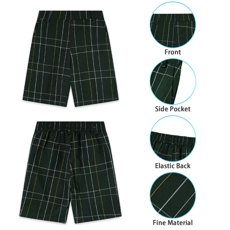 Original-Factory-ODM-OEM-Custom-Design-School-Uniforms-Boys-and-Girls-Shorts-Primary-School-Uniform-Short-Green-Plaid-Pants