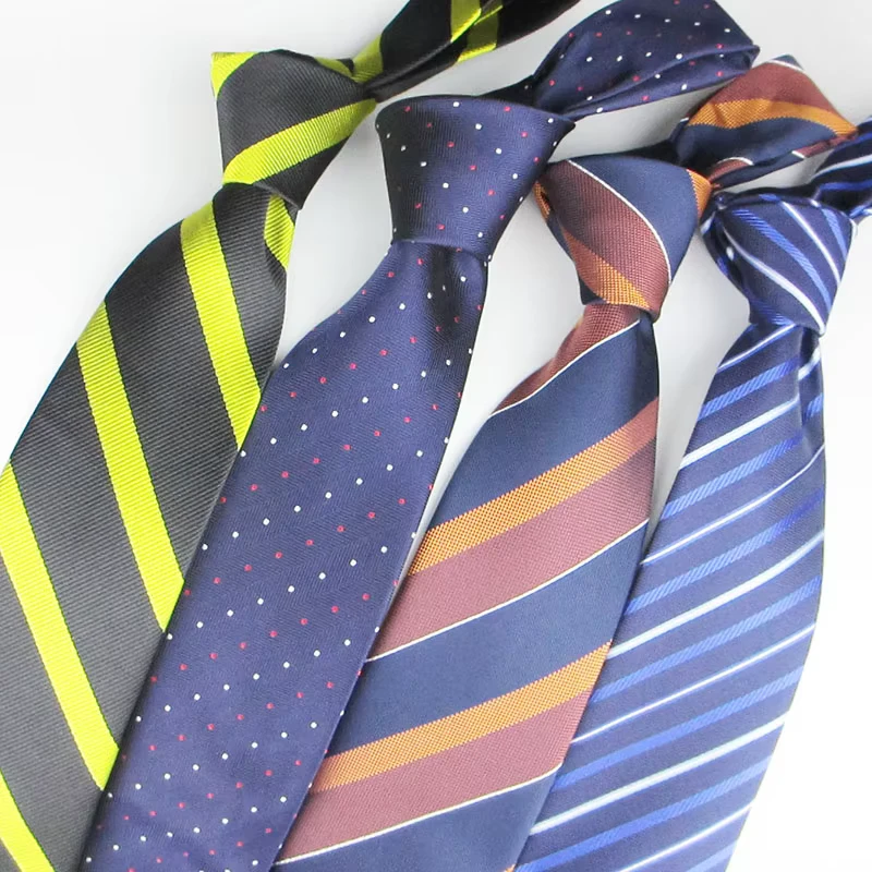 Other-Ties-Accessories-Dark-Brown-Navy-Stripe-Dots-Neckties-Ready-to-Ship-MaleMan-Polyester-Ties-Cravate