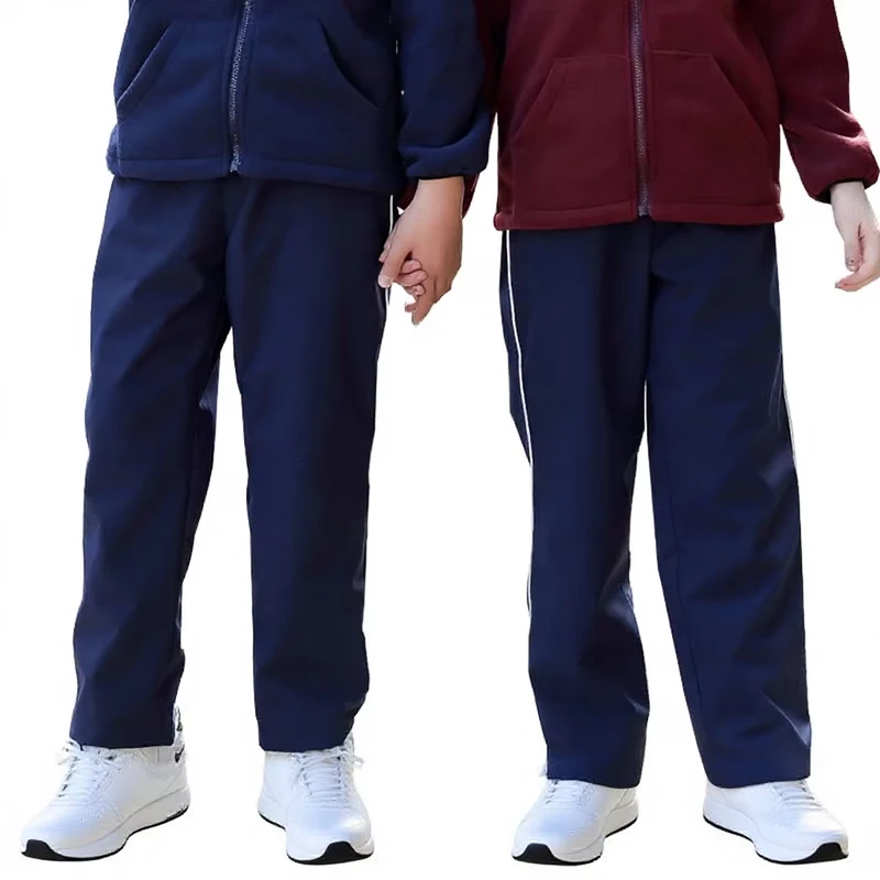 Outdoor-Childrens-School-Uniform-Thickened-Fleece-Pants-Breathable-Waterproof-UV-Resistant-Four-Seasons-Warm-Color-Blocking