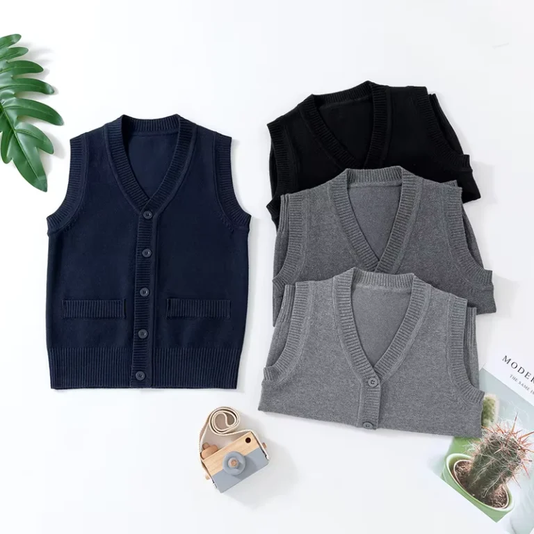Outerwear-Customized-Girl-School-Clothing-School-Uniform-Sweater-Solid-Button-V-Neck-Casual-Knit-Vest-Sweaters-for-Boys