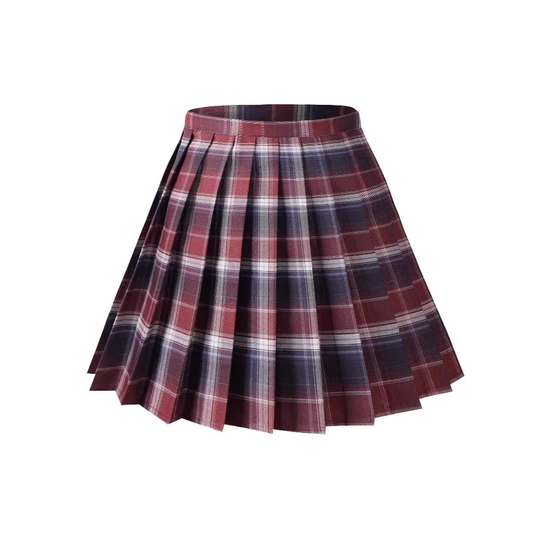 Personalized-Mini-Pleated-Skirt-for-Women-Customizable-Elementary-School-Uniform-Style-Plaid-Polyester-Cotton