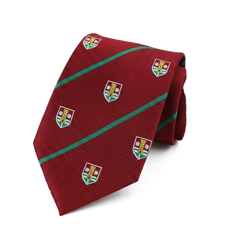 Personalized-OEM-ODM-Executive-Neckties-Navy-Blue-and-Red-Striped-Logo-Neck-Tie-Polyester-Jacquard