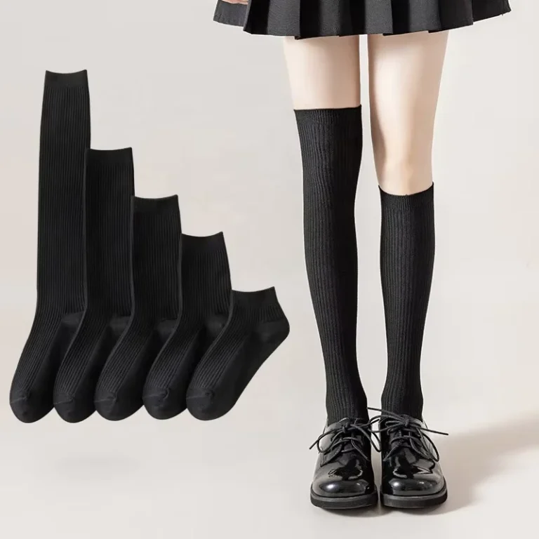 Plain-White-Black-Crew-Ankle-Socks-Women-Long-Knee-High-Cotton-School-Uniform-Socks-for-Girls