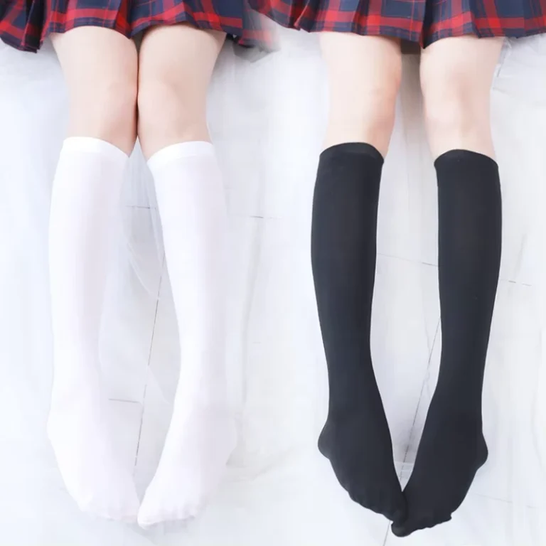 Plain-White-Long-Tube-Knee-Socks-Girls-Women-Thigh-High-Uniform-Socks-for-School