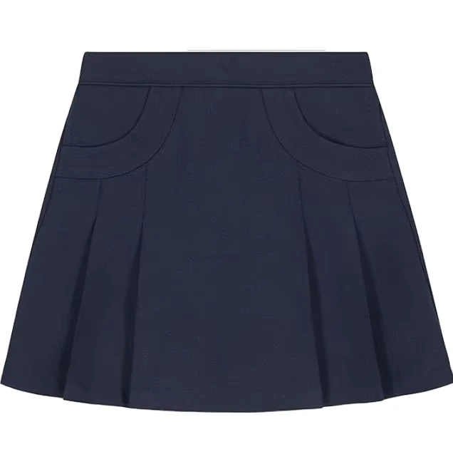Pleated-Skirt-Girls-School-Uniform-Skirt-with-Undershorts-Knit-Waistband-Functional-Pockets