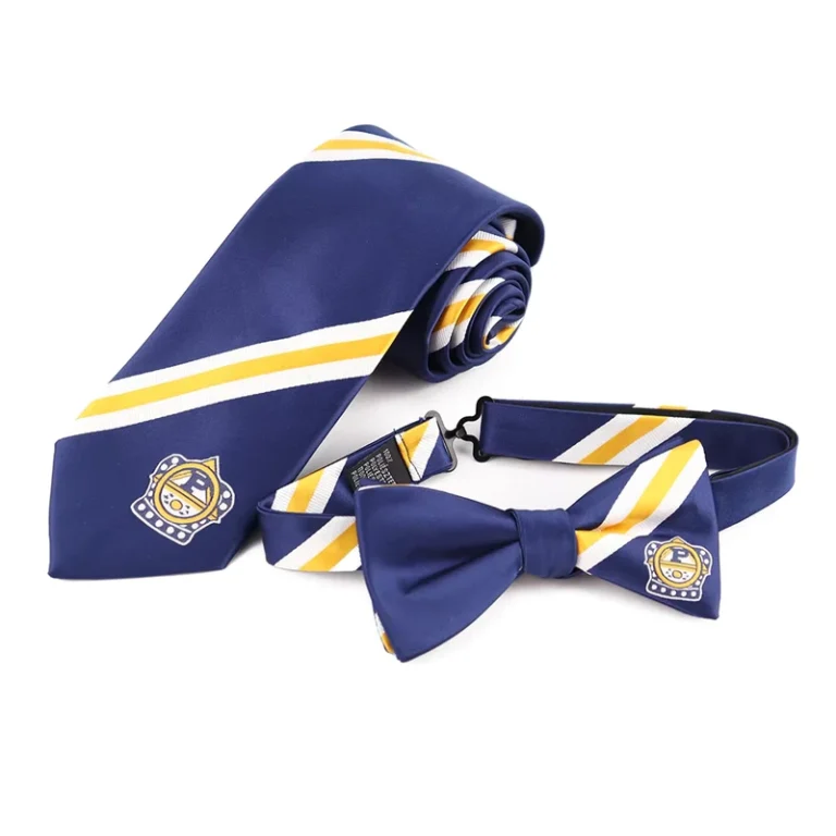 Polyester-Dress-Formal-Jacquard-Necktie-Custom-Logo-Stripe-Bowtie-Executive-Business-Men-Ties-Set
