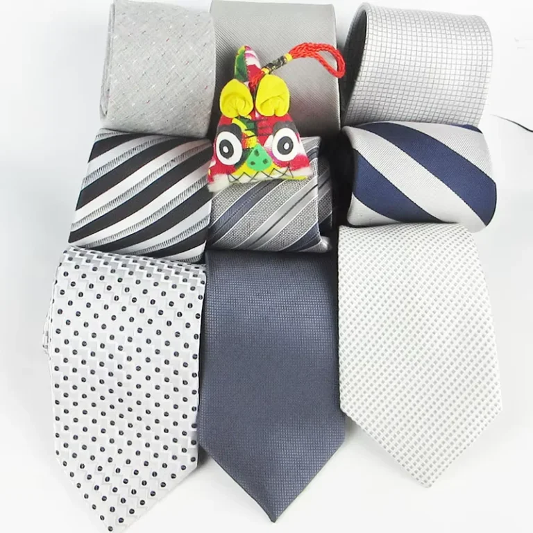 Polyester-Stripe-Plaid-Luxury-Mens-Necktie-Fashion-Design-Grey-Causal-Tie