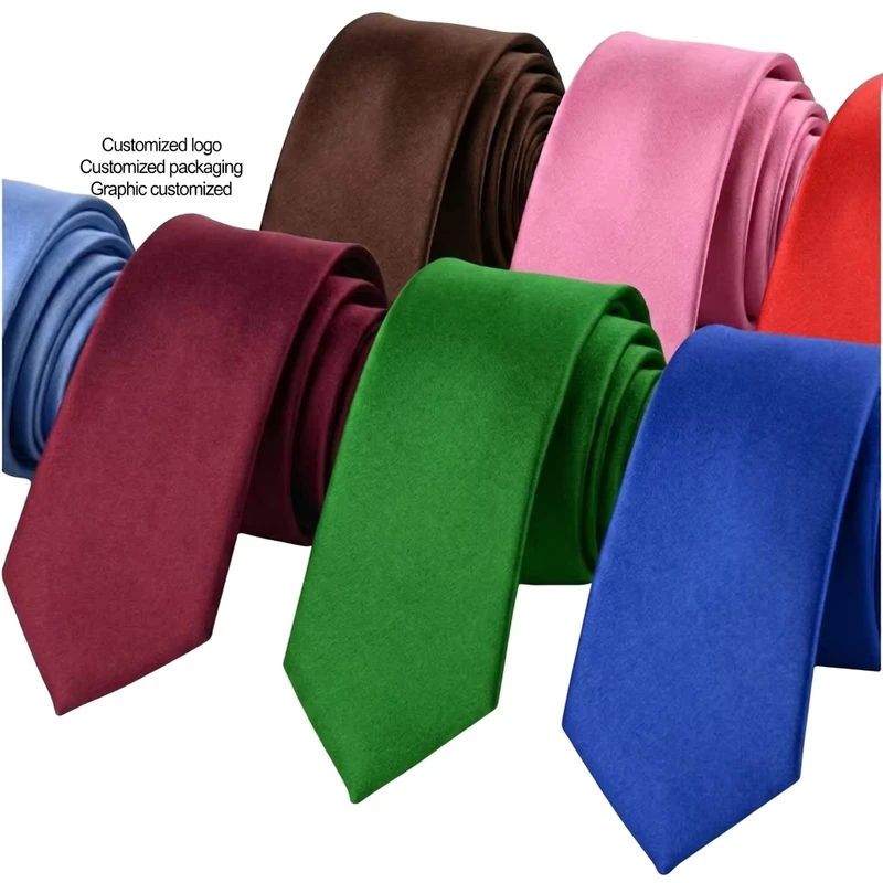 Polyester-Woven-Jacquard-Necktie-Solid-Plain-Color-Formal-Tie-Mens