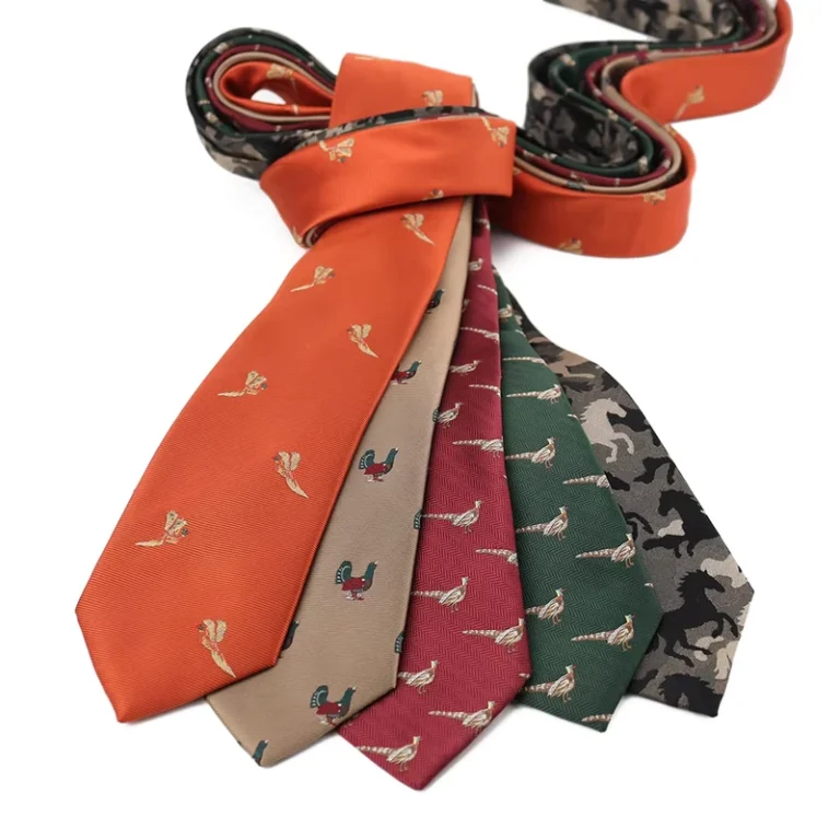 Polyester-Woven-Pheasant-Motif-Jacquard-Neckties-Classic-Horse-Animal-Camouflage-Neck-Tie