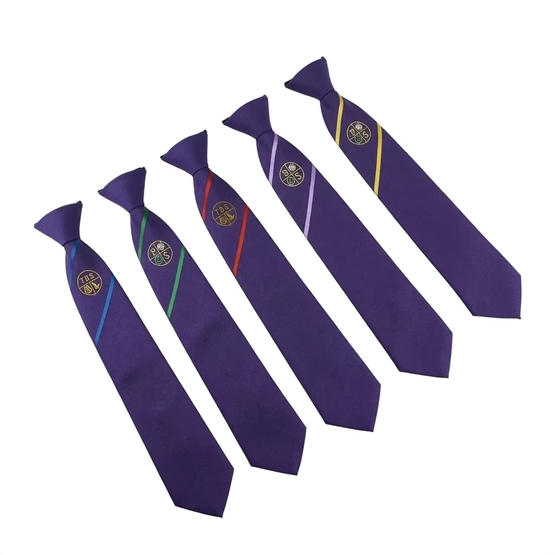 Polyester-Woven-Striped-Clip-on-Ties-Adjustable-School-Uniform-Safe-Neck-Tie-for-Students