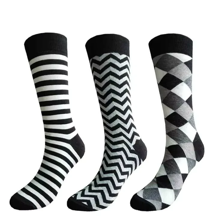 Popular-Black-and-White-Stripes-School-Boy-Crew-Socks-Casual-Autumn-Eco-Friendly-Cotton