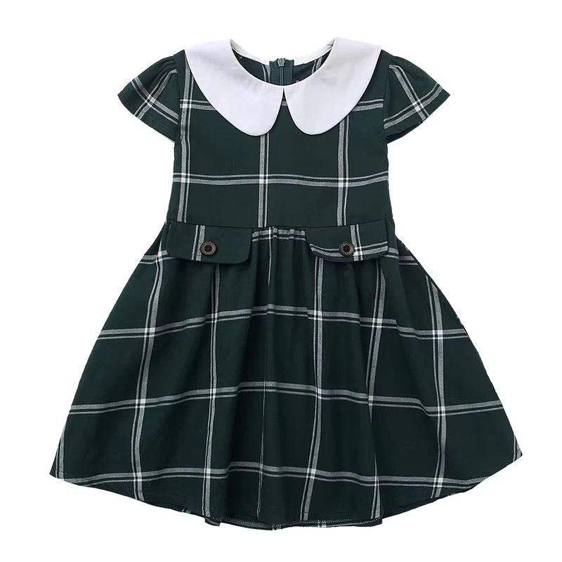 Popular-International-School-Plaid-Fabric-Summer-Short-Sleeve-Suits-School-Uniform-Dress