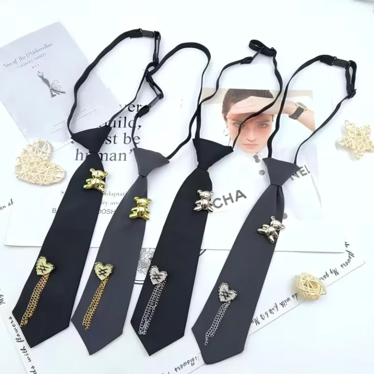 Preppy-Casual-No-Tie-Arrow-Type-Chain-Childrens-Tie-Black-Uniform-Shirt-Handmade-Short-Factory-Direct-Sales