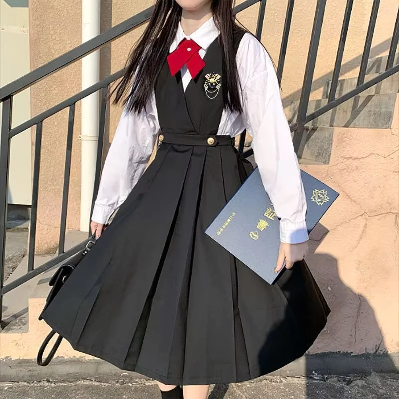 Preppy-Style-School-Uniforms-for-Junior-Senior-High-Suspender-Skirt-Pleated-Skirt-Dress