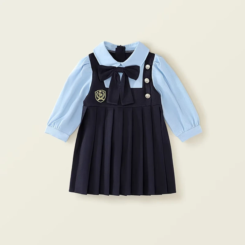 Primary-Children-High-Kids-Kindergarten-School-Uniforms-Solid-Summer-Breathable-Navy-Blue-Pleated-Skirts-Girls-Pinafore-Uniforms