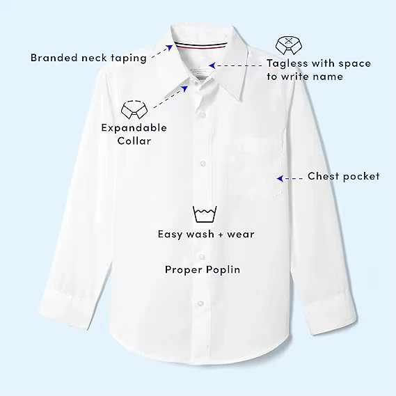 Primary-Kindergarten-School-Uniform-Boys-Expandable-Collar-Button-Down-Dress-Shirt-With-Long-Sleeves-Standard-Husky-Shirt