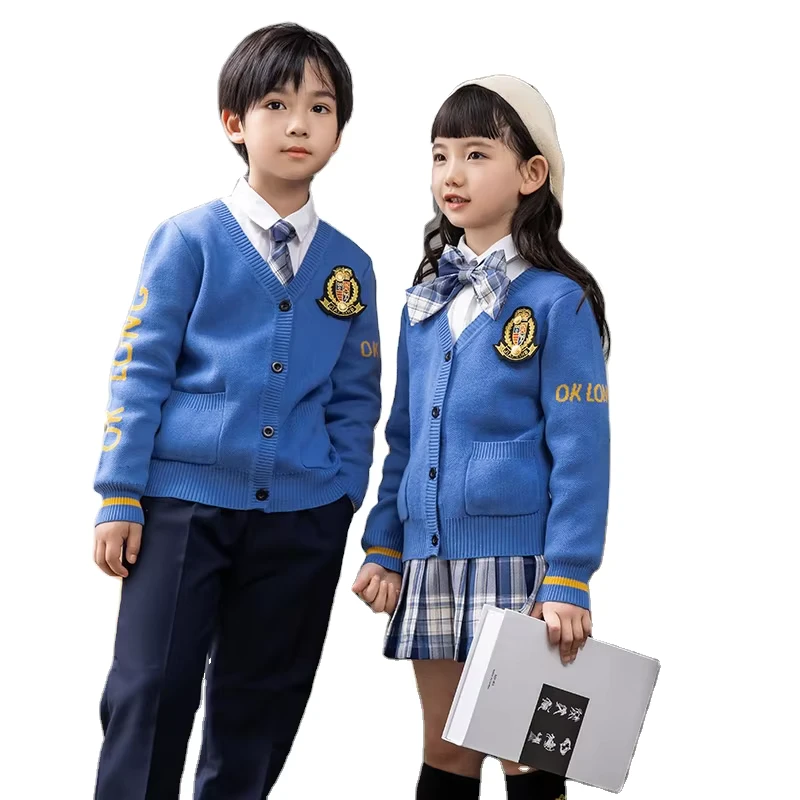 Primary-School-Children-Unisex-Sweater-Cardigan-Set-for-Spring-Autumn-Winter-British-School-Uniform
