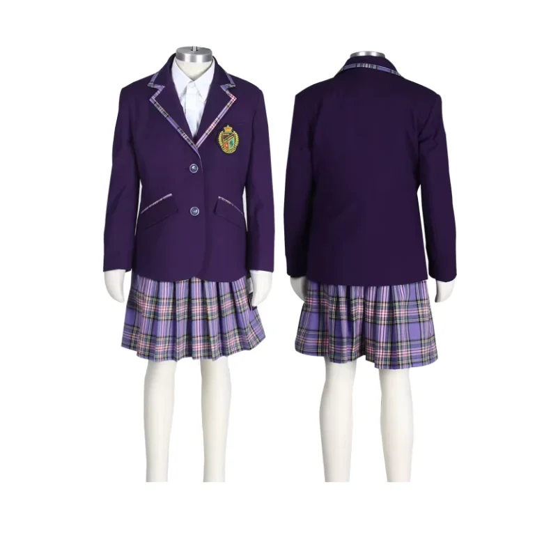 Primary-School-Childrens-Eco-friendly-Anti-pilling-School-Uniform-Blazer-Set-Shirt-Plaid-Skirt-for-Girls