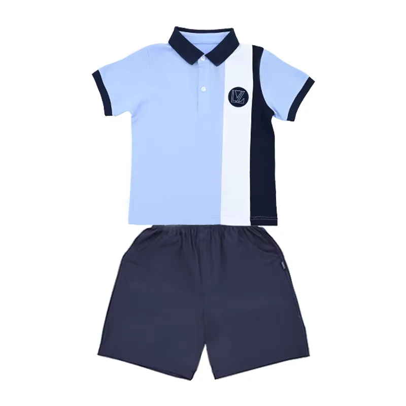Primary-School-Childrens-Summer-Sports-Uniform-Two-Piece-Set-Cotton-Unisex-Customization-Kids-Wear