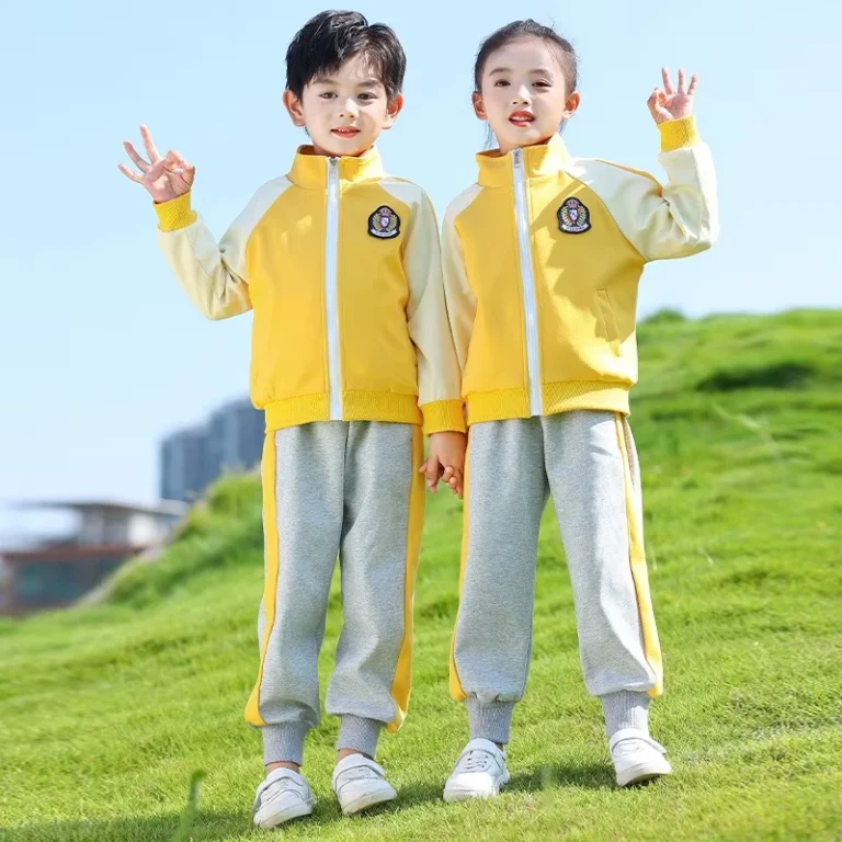 Primary-School-Students-British-Style-Yellow-School-Uniform-Set-for-Spring-and-Autumn-Sports-Events