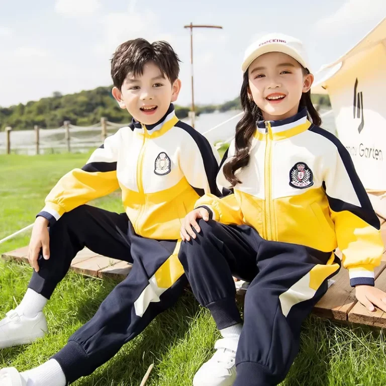 Primary-School-Students-School-Uniform-Long-Sleeved-Long-Pants-Yellow-Sportswear-for-Spring-and-Autumn
