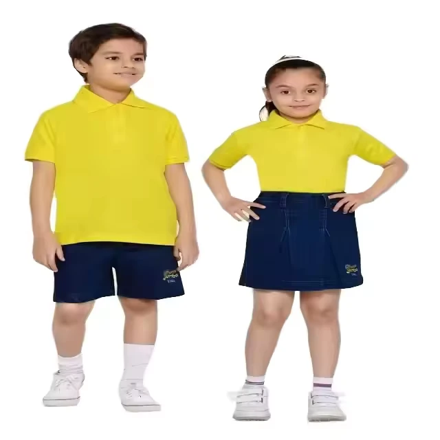 Primary-School-Students-Short-sleeved-Polo-Shirts-and-Yellow-School-Sports-Uniforms