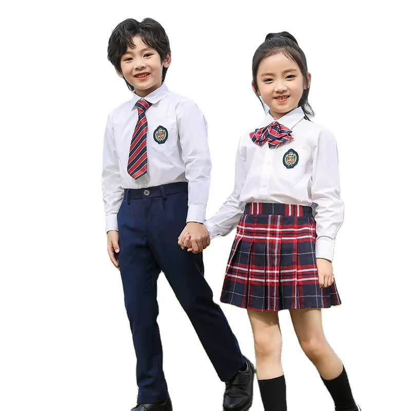 Primary-School-Uniforms-Both-Shirts-and-Skirts-Trousers-for-Male-and-Female-Students-School-Supplies-Set-Uniforms