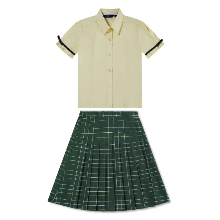 Primary-Student-Girls-Dress-Short-Sleeved-Skirt-School-Uniform-Set-Factory-Made-Custom-Logo-Design-School-Badge-1