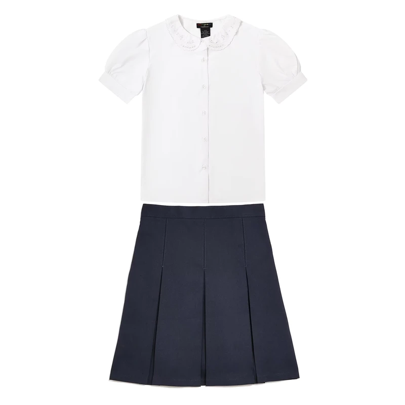 Primary-Student-White-Shirt-Blouse-Short-Sleeved-Skirt-School-Uniform-Girls-Student-Black-Skirt-Dress-Set-for-School-Student