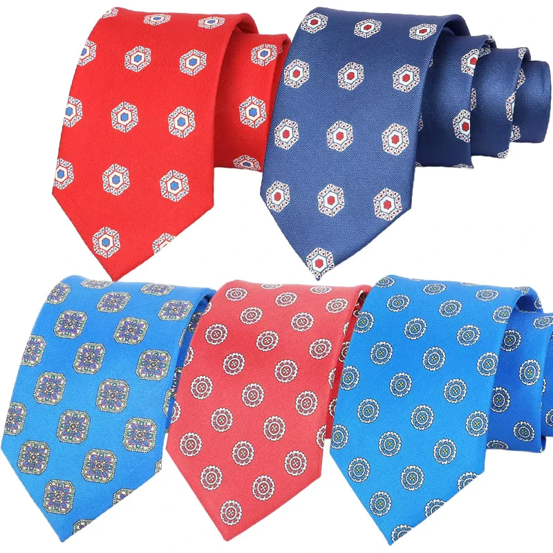 Printed-Necktie-Circular-Pattern-100-Polyester-for-Business-Men
