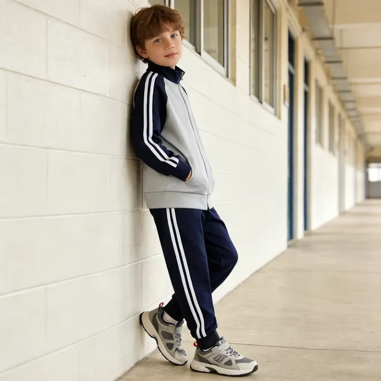 Professional-School-Children-and-Kids-Students-Wear-Set-School-Gray-and-Navy-Sports-Uniforms-Set