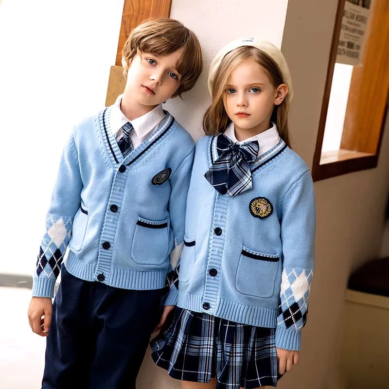 Promotional-School-Uniforms-Winter-Childrens-Uniform-British-Style-Knit-Suit
