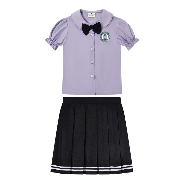 Purple-Blouse-Plaid-Skirt-Set-Plaid-Dress-Short-Sleeved-Skirt-School-Uniform-Set-Factory-Manufacture-Supplier