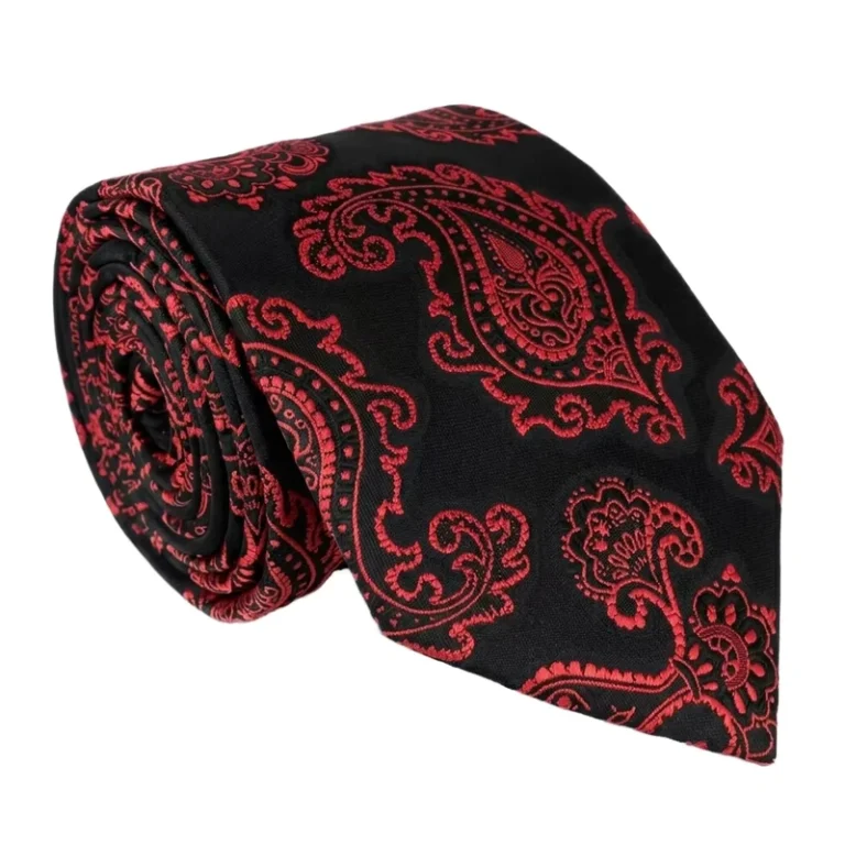 Quality-Polyester-Woven-Jacquard-Necktie-Black-Red-Paisley-Floral-Neck-Ties-Men-Business-Tie