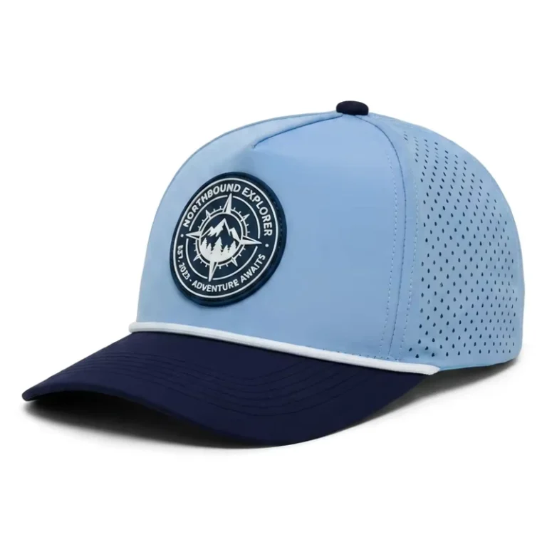 Quick-Dry-Sport-Two-Tone-Rubber-Pvc-Patch-Curved-Brim-5-Panel-Baseball-Cap-for-Men