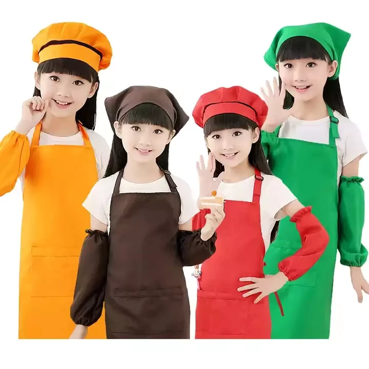 R1006-Polyester-Chef-Aprons-Custom-Logo-Solid-Bib-Kitchen-Aprons-with-Pockets-Adjustable-Kids-Apron-and-Chef-Hat-Set