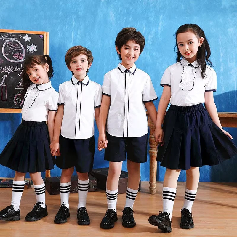 RG-OEM-Design-Custom-Kindergarten-Primary-School-Desgin-Shirts-Shorts-and-Skirts-2-Pcs-Sets-School-Uniform-for-Children