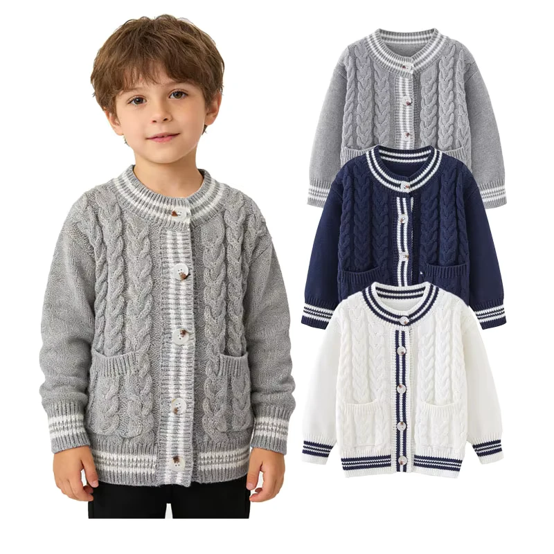 Ready-to-Ship-Kids-Baby-Cardigan-Cable-Knit-Toddler-Cardigan-Long-Sleeve-Fall-Winter-with-Pocket-Sweaters