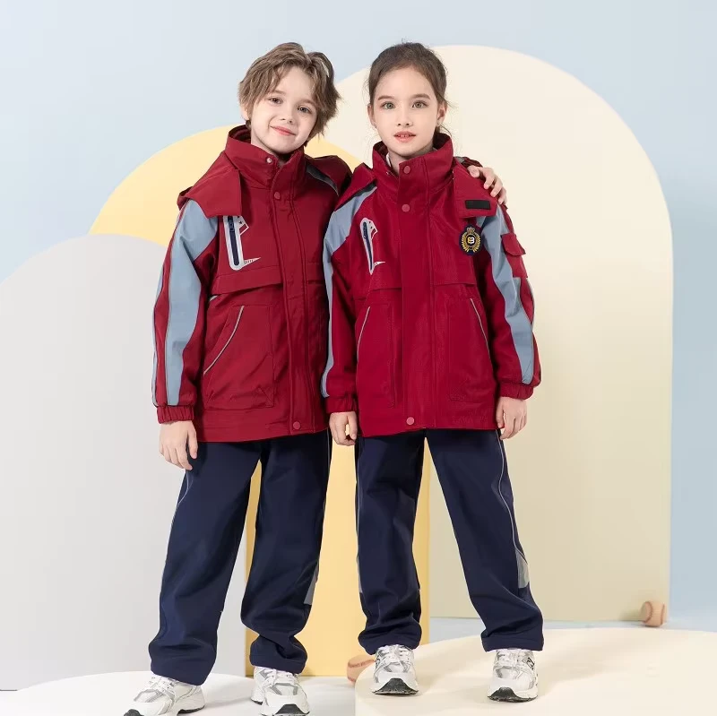 Red-Autumn-and-Winter-Primary-School-Children-Cotton-Windproof-Three-in-one-Thickened-Jacket-Suit