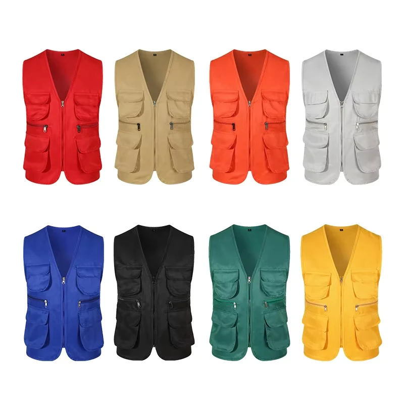 Red-Black-Blue-Yellow-Green-Gray-Orange-Mens-Vest-Uniform-School-Work-Unisex-Vest-Waistcoat-with-Custom-Logo